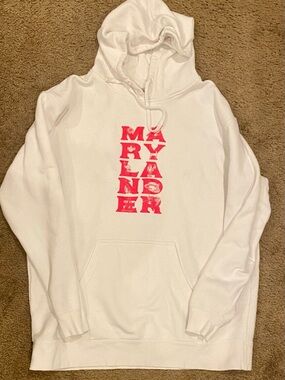Maryland White Hoodie Sweatshirt with Pink Graphic